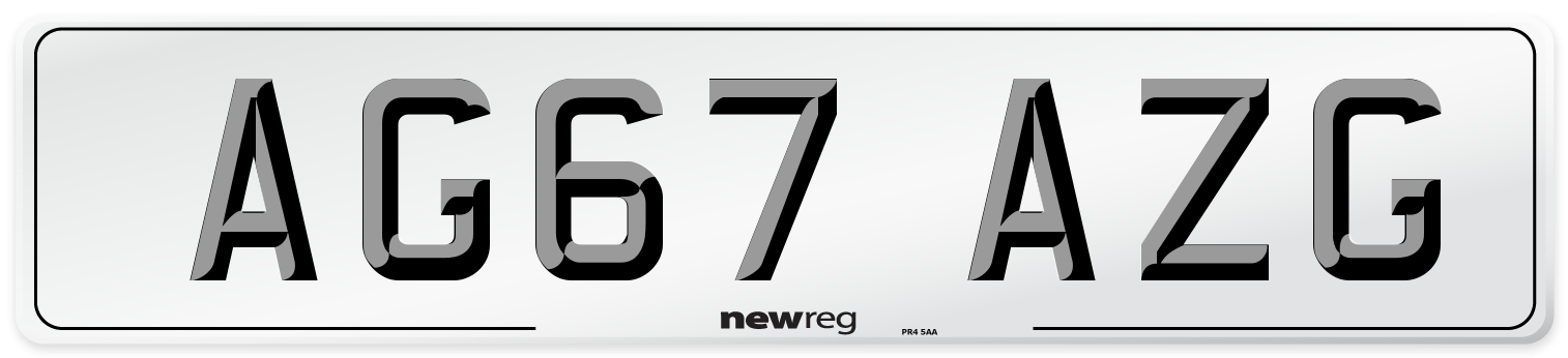 AG67 AZG Number Plate from New Reg